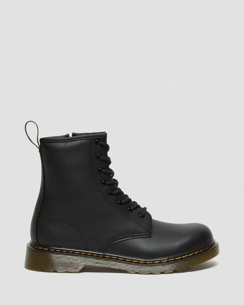 Black Kids' Dr Martens Youth 1460 Softy T Leather Lace Up Boots | CA 715MQZ